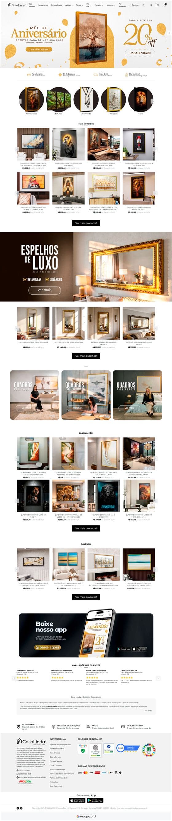 Site Casa Linda, criado pela Psy Comunic
