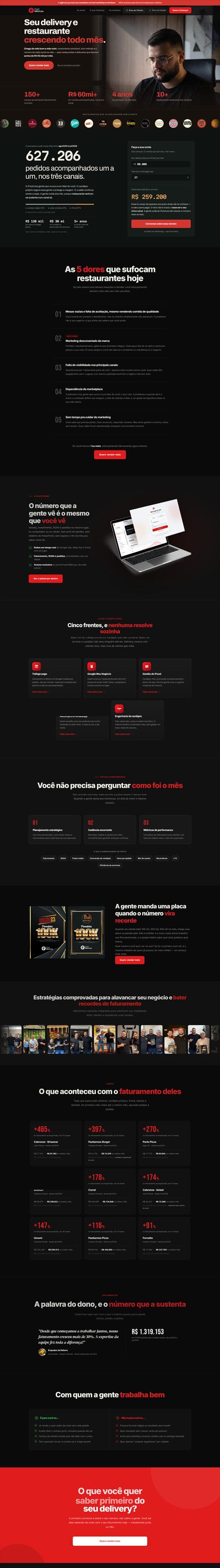 Site Food Métricas, criado pela Psy Comunic